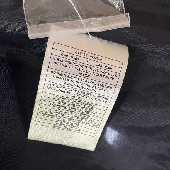 NWT Jack by BB Dakota Striped Peacoat Size L - Navy White Faux Fur Collar - Picture 14 of 16